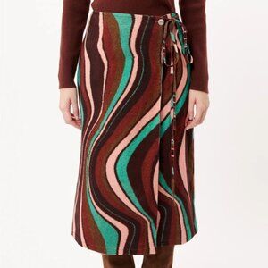 NWT FRNCH ELLA WRAP SKIRT (SAND/MULTI) SIZE L